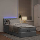 vidaXL világosszürke szövet ottomán ágy matraccal & LED-ek 80x200cm