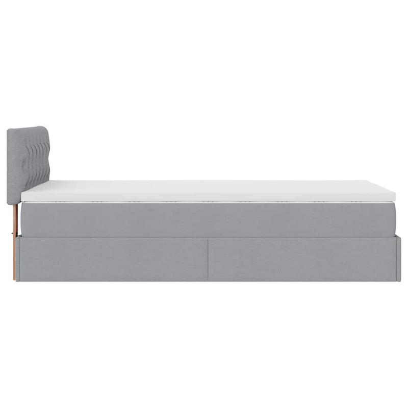 vidaXL világosszürke szövet ottomán ágy matraccal & LED-ek 80x200cm