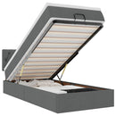 vidaXL sötétszürke szövet ottomán ágy matraccal & LED-ek 80x200cm