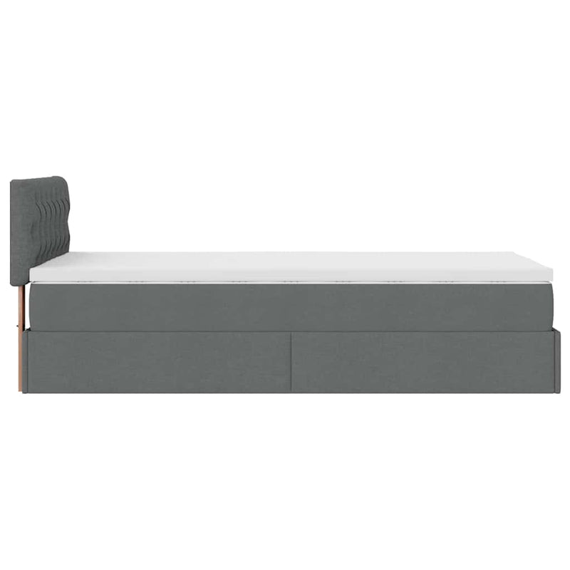vidaXL sötétszürke szövet ottomán ágy matraccal & LED-ek 80x200cm