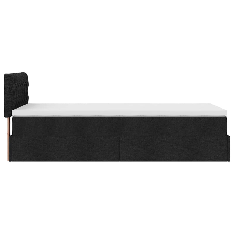 vidaXL fekete szövet ottomán ágy matraccal & LED-ek 80x200cm