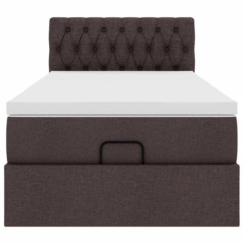 vidaXL sötétbarna szövet ottomán ágy matraccal & LED-ek 90x200 cm