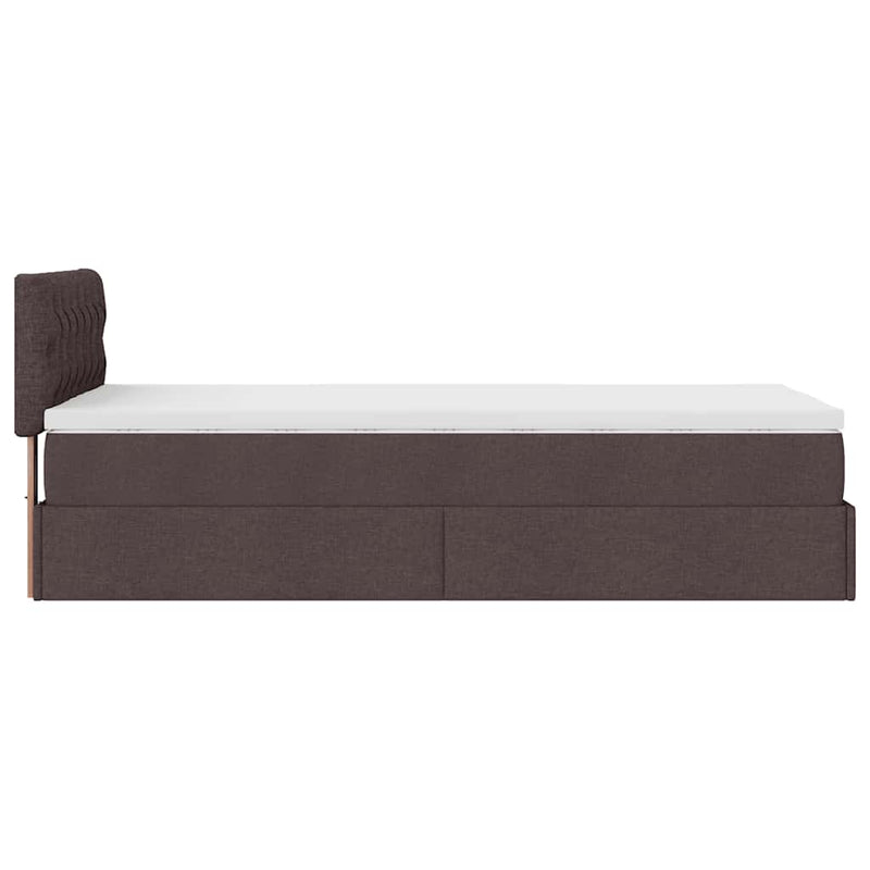 vidaXL sötétbarna szövet ottomán ágy matraccal & LED-ek 90x200 cm