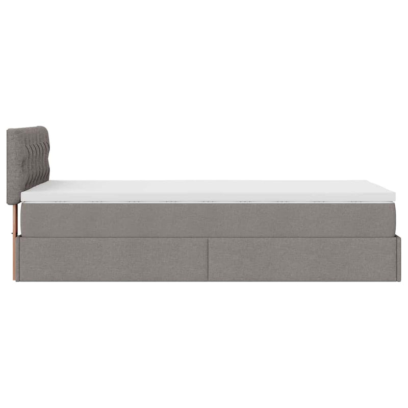 vidaXL tópszínű szövet ottomán ágy matraccal & LED-ek 90x200 cm