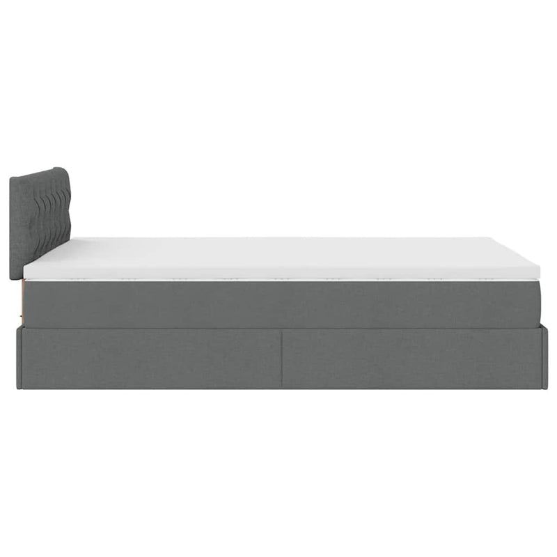 vidaXL sötétszürke szövet ottomán ágy matraccal & LED-ek 120x190 cm