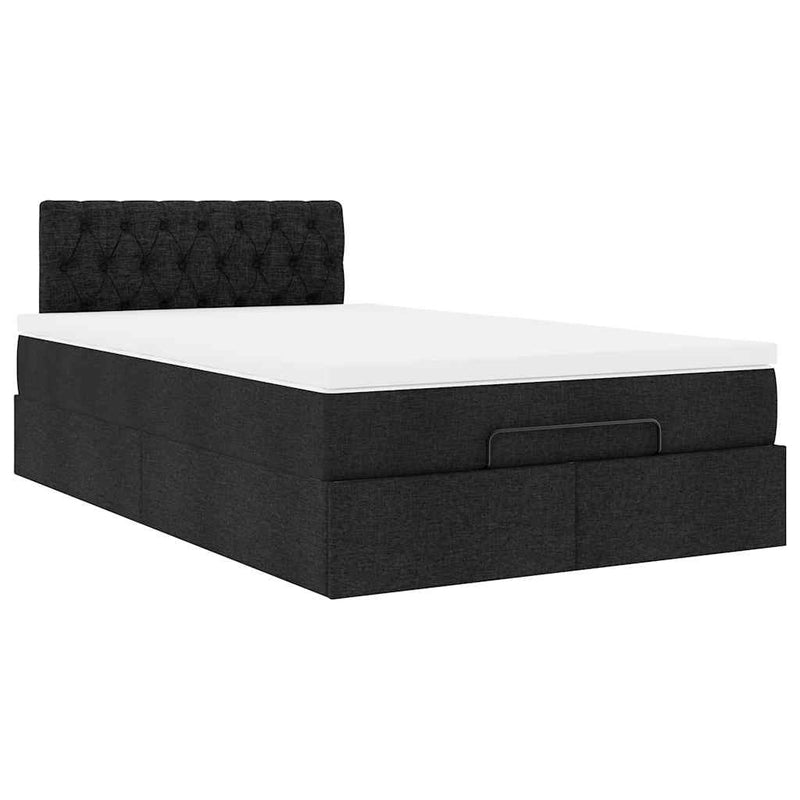 vidaXL fekete szövet ottomán ágy matraccal & LED-ek 120x190 cm
