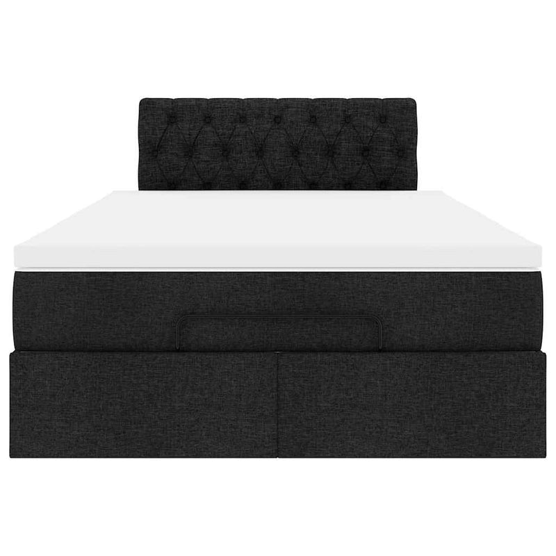 vidaXL fekete szövet ottomán ágy matraccal & LED-ek 120x190 cm