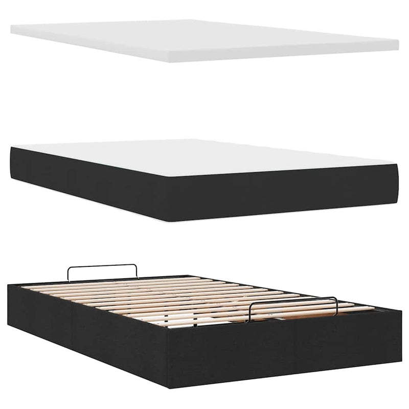 vidaXL fekete szövet ottomán ágy matraccal & LED-ek 120x190 cm