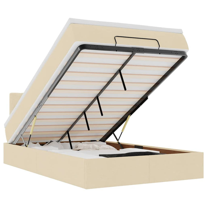 vidaXL krémszínű szövet ottomán ágy matraccal & LED-ek 120x190cm