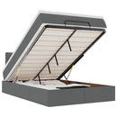 vidaXL sötétszürke szövet ottomán ágy matraccal & LED-ek 120x200 cm