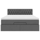 vidaXL Ottomán ágy matraccal & LED-ek Sötétszürke 140x190 cm szövet