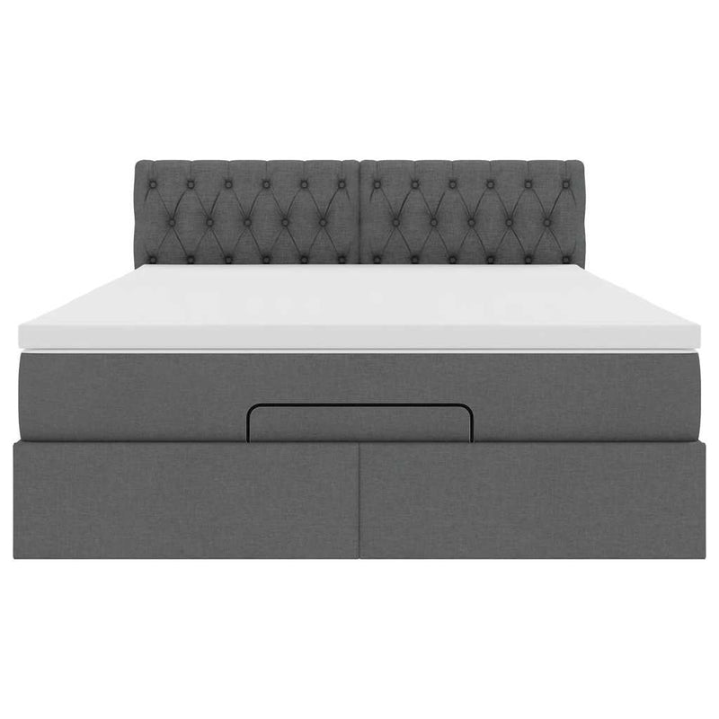 vidaXL Ottomán ágy matraccal & LED-ek Sötétszürke 140x190 cm szövet