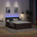 vidaXL Ottomán ágy matraccal & LED-ek Sötétbarna 140x190 cm szövet