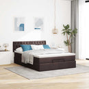 vidaXL Ottomán ágy matraccal & LED-ek Sötétbarna 140x190 cm szövet