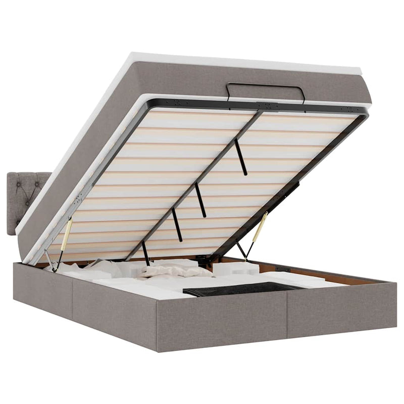 vidaXL Ottomán ágy matraccal & LED-ek Taupe 140x190 cm anyaggal