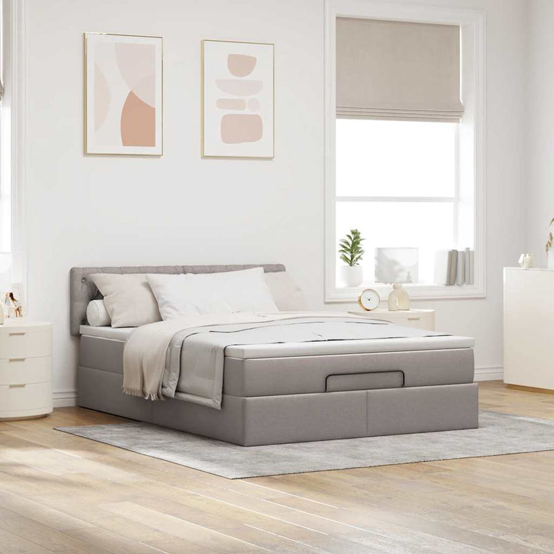 vidaXL Ottomán ágy matraccal & LED-ek Taupe 140x190 cm anyaggal