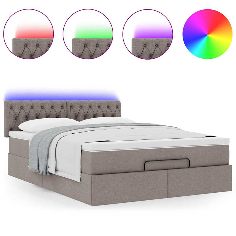 vidaXL Ottomán ágy matraccal & LED-ek Taupe 140x190 cm anyaggal
