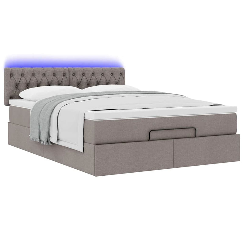 vidaXL Ottomán ágy matraccal & LED-ek Taupe 140x190 cm anyaggal