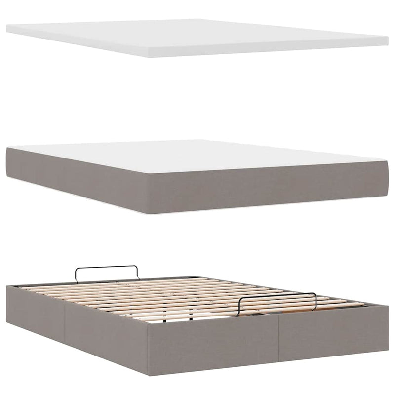 vidaXL Ottomán ágy matraccal & LED-ek Taupe 140x190 cm anyaggal