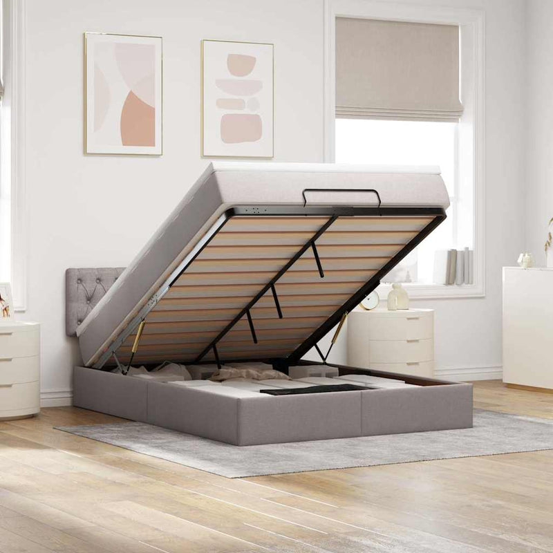 vidaXL Ottomán ágy matraccal & LED-ek Taupe 140x190 cm anyaggal