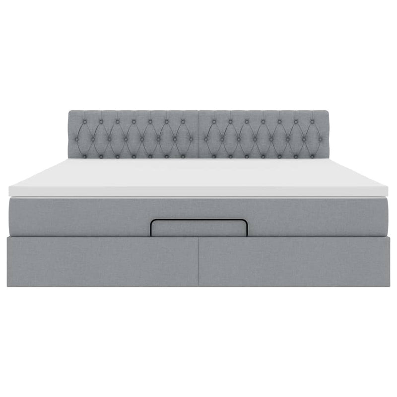 vidaXL Ottomán ágy matraccal világosszürke 160x200 cm szövet
