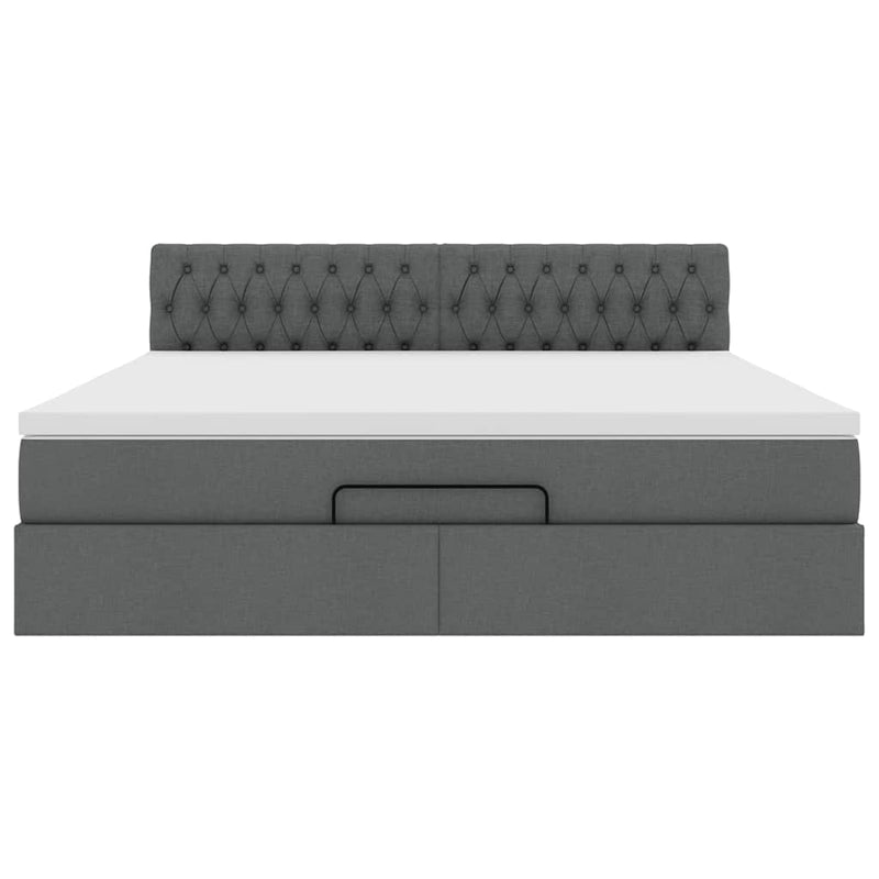 vidaXL Ottomán ágykeret matraccal sötét szürke 160x200cm szövet
