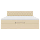 vidaXL Oszmán ágykeret matraccal krém 160x200cm szövet