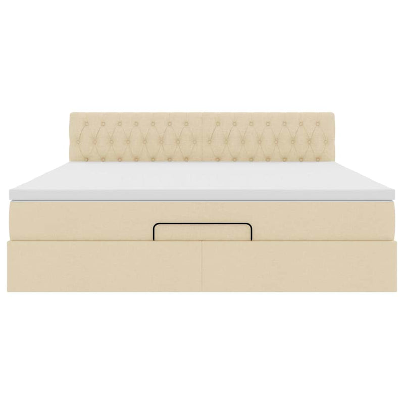 vidaXL Oszmán ágykeret matraccal krém 160x200cm szövet