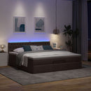vidaXL sötétbarna szövet ottomán ágy matraccal & LED-ek 180x200cm