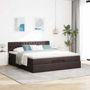 vidaXL sötétbarna szövet ottomán ágy matraccal & LED-ek 180x200cm