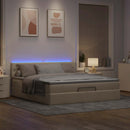 vidaXL krémszínű szövet ottomán ágy matraccal & LED-ek 180x200cm