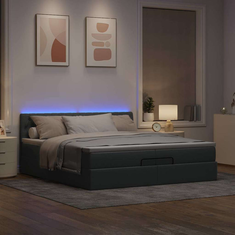 vidaXL Ottomán ágykeret matracokkal Világosszürke 200x200cm szövet
