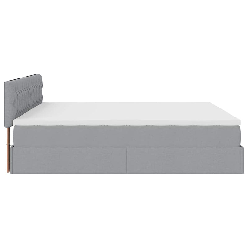 vidaXL Ottomán ágykeret matracokkal Világosszürke 200x200cm szövet