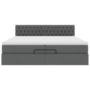 vidaXL Ottomán ágykeret matracokkal Sötét szürke 200x200cm szövet
