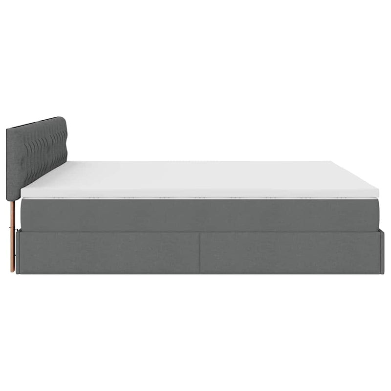 vidaXL Ottomán ágykeret matracokkal Sötét szürke 200x200cm szövet