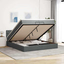 vidaXL Ottomán ágykeret matracokkal Sötét szürke 200x200cm szövet