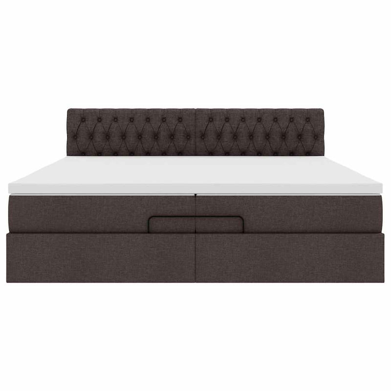 vidaXL Ottomán ágykeret matracokkal Sötétbarna 200x200cm szövet