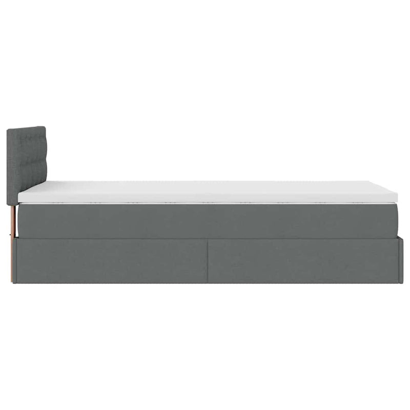 vidaXL sötétszürke szövet ottomán ágy matraccal & LED-ek 80x200cm