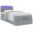 vidaXL világosszürke szövet ottomán ágy matraccal & LED-ek 90x200 cm