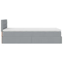 vidaXL világosszürke szövet ottomán ágy matraccal & LED-ek 90x200 cm