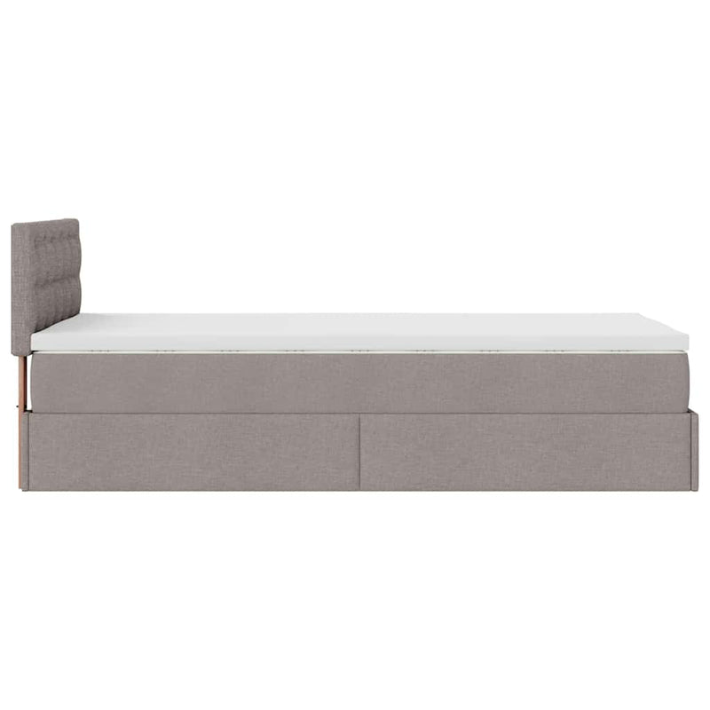 vidaXL tópszínű szövet ottomán ágy matraccal & LED-ek 90x200 cm