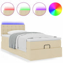 vidaXL krémszínű szövet ottomán ágy matraccal & LED-ek 90x200 cm
