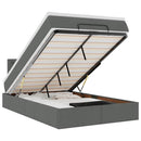 vidaXL sötétszürke szövet ottomán ágy matraccal & LED-ek 120x190 cm