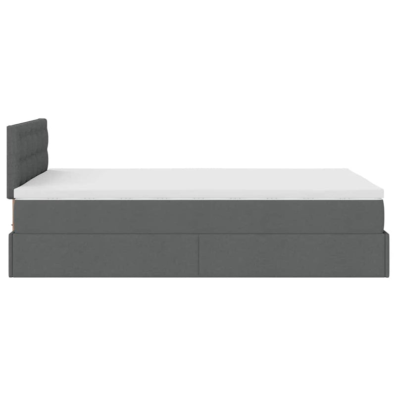 vidaXL sötétszürke szövet ottomán ágy matraccal & LED-ek 120x190 cm