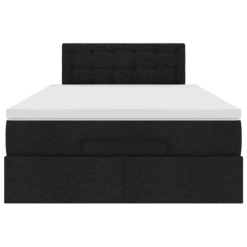 vidaXL fekete szövet ottomán ágy matraccal & LED-ek 120x190 cm