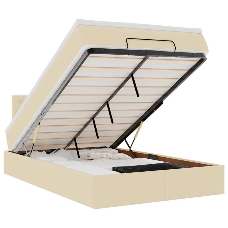 vidaXL krémszínű szövet ottomán ágy matraccal & LED-ek 120x190cm