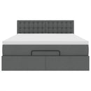 vidaXL Ottomán ágy matraccal & LED-ek Sötétszürke 140x190 cm szövet