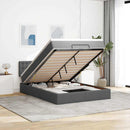 vidaXL Ottomán ágy matraccal & LED-ek Sötétszürke 140x190 cm szövet