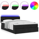 vidaXL Ottomán ágy matraccal & LED-ek Fekete 140x190 cm Szövet