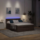 vidaXL Ottomán ágy matraccal & LED-ek Sötétbarna 140x190 cm szövet